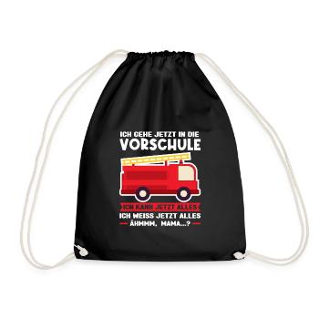 Vorschule Feuerwehr Vorschulkind Geschenk - Turnbeutel - Schwarz - Vorne