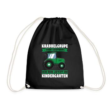 Kindergarten Traktor Kita-Kind Geschenk - Turnbeutel - Schwarz - Vorne