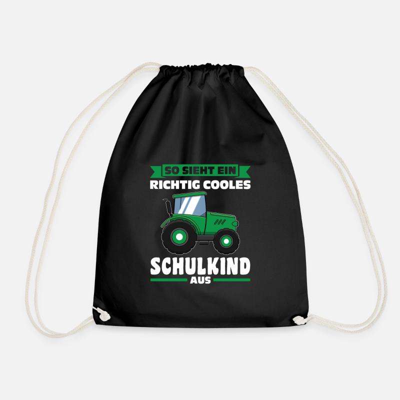 Schulkind Traktor Schulbeginn Geschenk - Turnbeutel - Schwarz