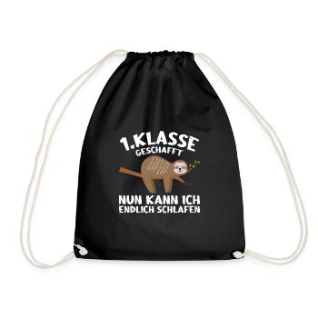 1.Klasse Faultier 1. Klasse Abschluss Geschenk - Turnbeutel - Schwarz - Vorne