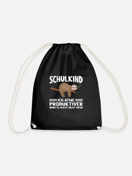 Schulkind Faultier Einschulung Geschenk - Turnbeutel - Schwarz