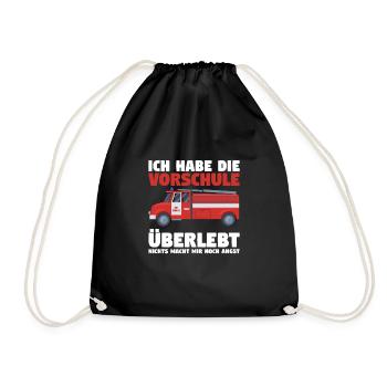 Vorschule Feuerwehr Vorschule Abschluss Geschenk - Turnbeutel - Schwarz - Vorne
