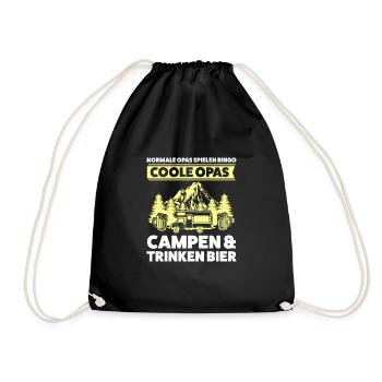 Camper Opa Campen Geschenk - Turnbeutel - Schwarz - Vorne