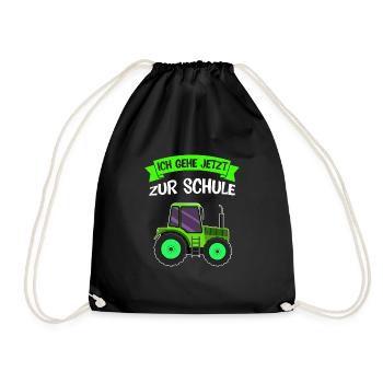 Schulkind Traktor Einschulung Geschenk - Turnbeutel - Schwarz - Vorne