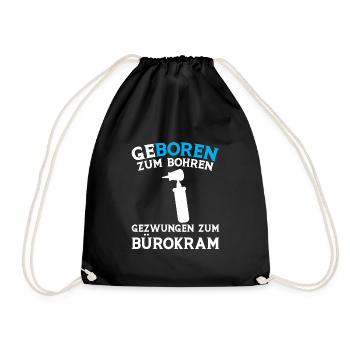Zahn Zahnarzt Bohren Zahn Geschenk - Turnbeutel - Schwarz - Vorne