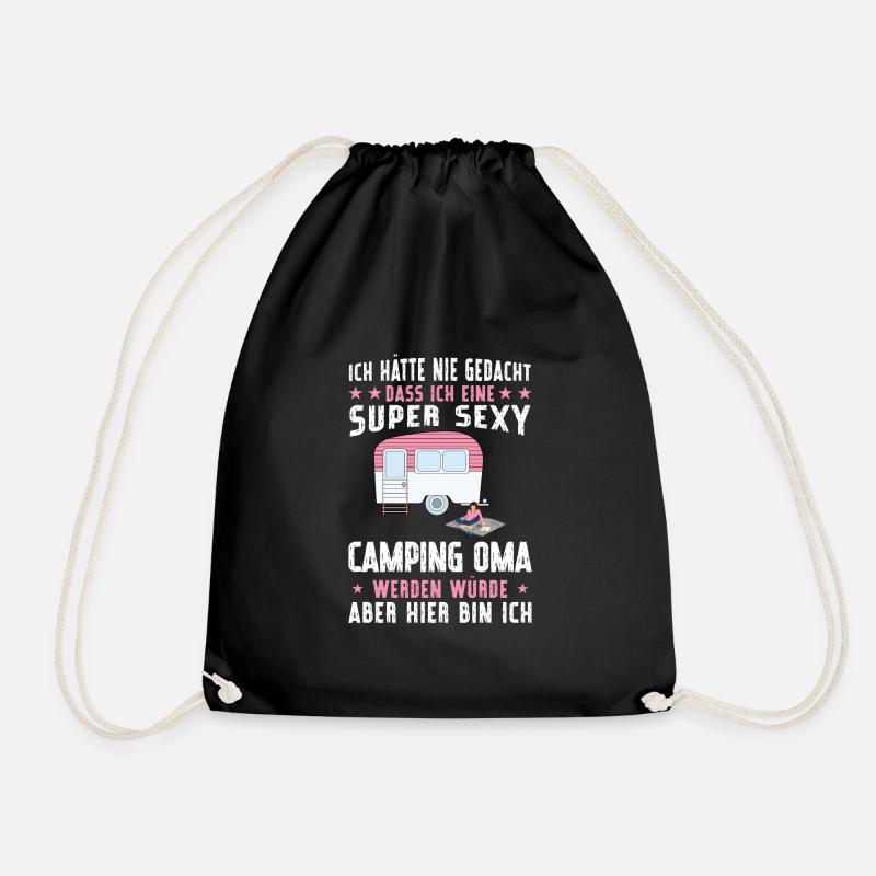 Campen Oma camper Wanderung Geschenk - Turnbeutel - Schwarz