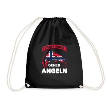 Angler Norwegisch Angeln Norwegen Geschenk - Turnbeutel - Schwarz - Vorne