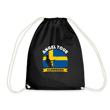 Schwedisch Angler Angeln Schweden Geschenk - Turnbeutel - Schwarz - Vorne