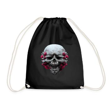 Laughing Rose Skull - Turnbeutel - Schwarz - Vorne