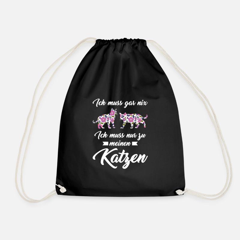 Katze Tier Katzenfreunde Geschenk - Turnbeutel - Schwarz