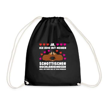 Rind Schottisches Hochlandrind Bauernhof Geschenk - Turnbeutel - Schwarz - Vorne
