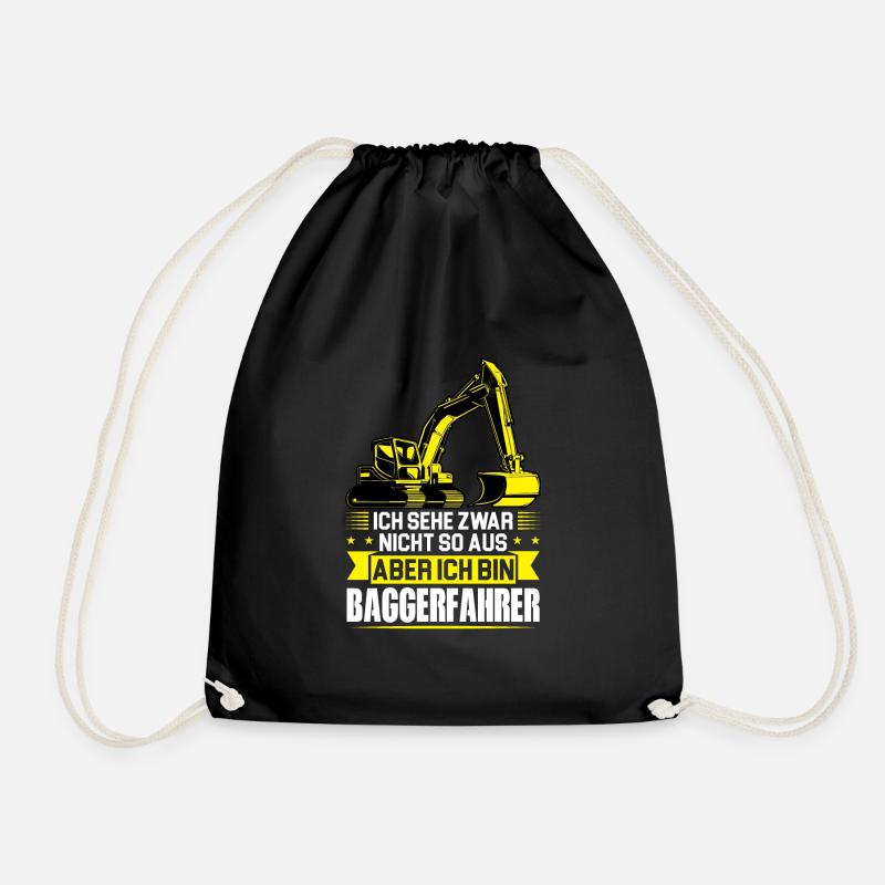 Baggerfahrer Job Baumaschine Geschenk - Turnbeutel - Schwarz