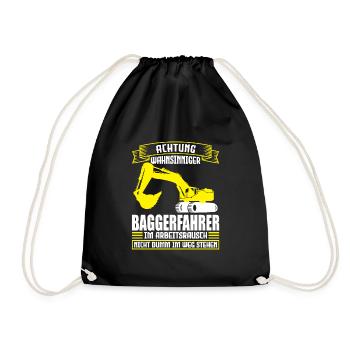 Baggerfahrer Job Bagger Geschenk - Turnbeutel - Schwarz - Vorne