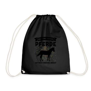 Reiten Pferd Reiter Geschenk - Turnbeutel - Schwarz - Vorne