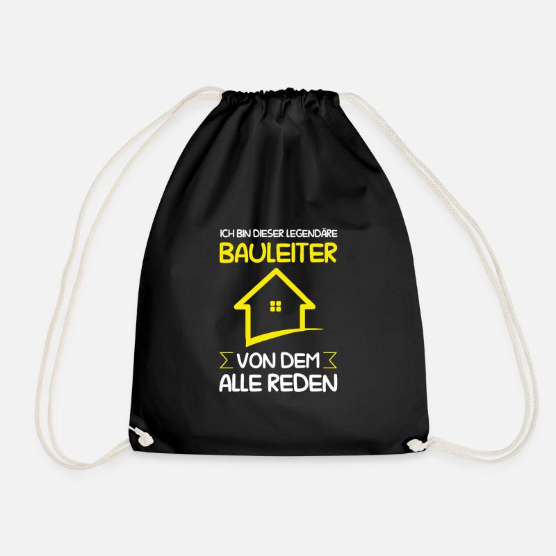 Bauleiter Bauaufsicht Baustellenleiter Geschenk - Turnbeutel - Schwarz
