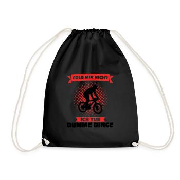 Mountainbike Downhill Mountainbiker Geschenk - Turnbeutel - Schwarz - Vorne
