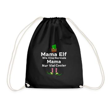 Mutter Elfe Mama Elf Geschenk - Turnbeutel - Schwarz - Vorne