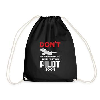 Pilot Pilot Flugzeug Geschenk - Turnbeutel - Schwarz - Vorne