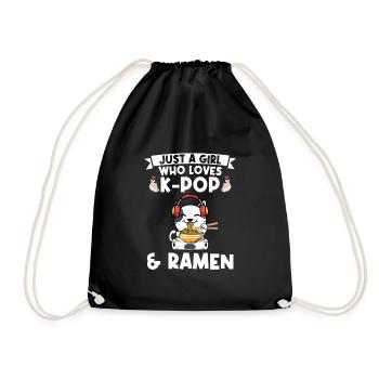 Ramen Merch Ramen kpop Katze Katze Lover Geschenk - Turnbeutel - Schwarz - Vorne
