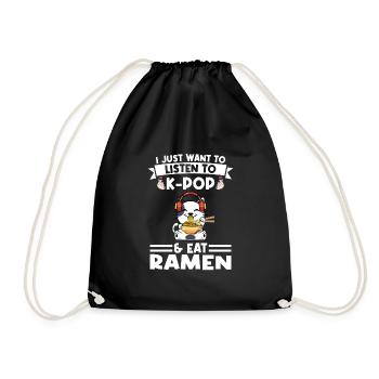 Ramen Merch Ramen kpop Katze Katze Lover Geschenk - Turnbeutel - Schwarz - Vorne