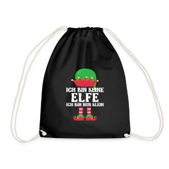 Weihnachten Elfe Elfen Geschenk - Turnbeutel - Schwarz - Vorne