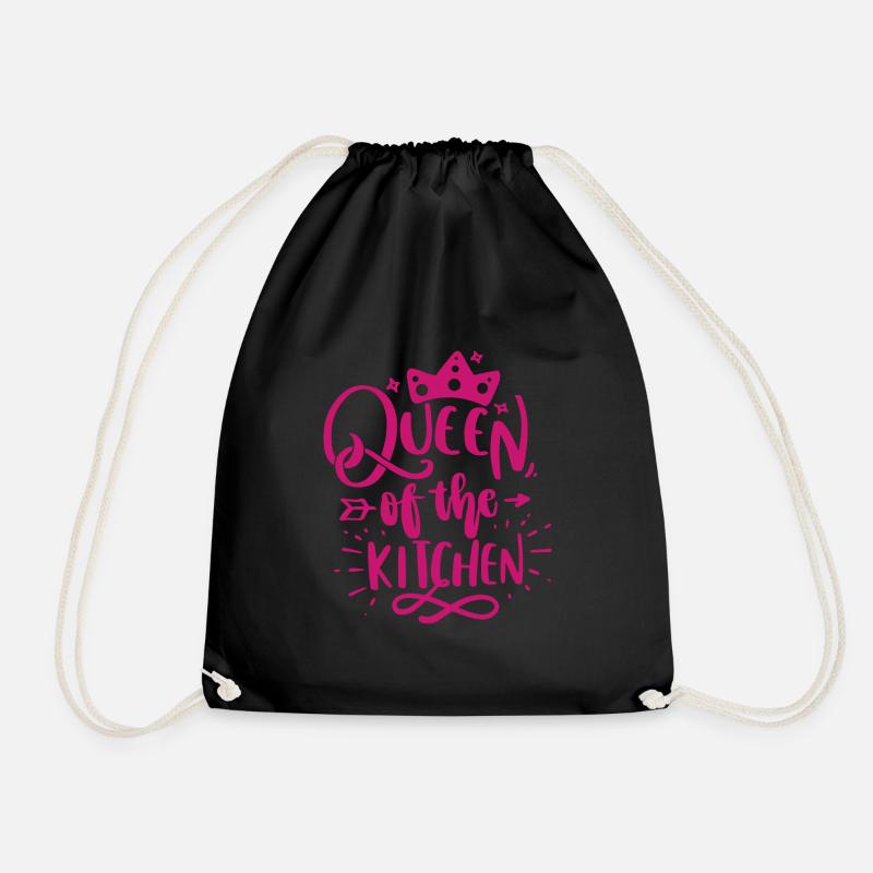 Queen of Kitchen Pink - Drawstring Bag - black