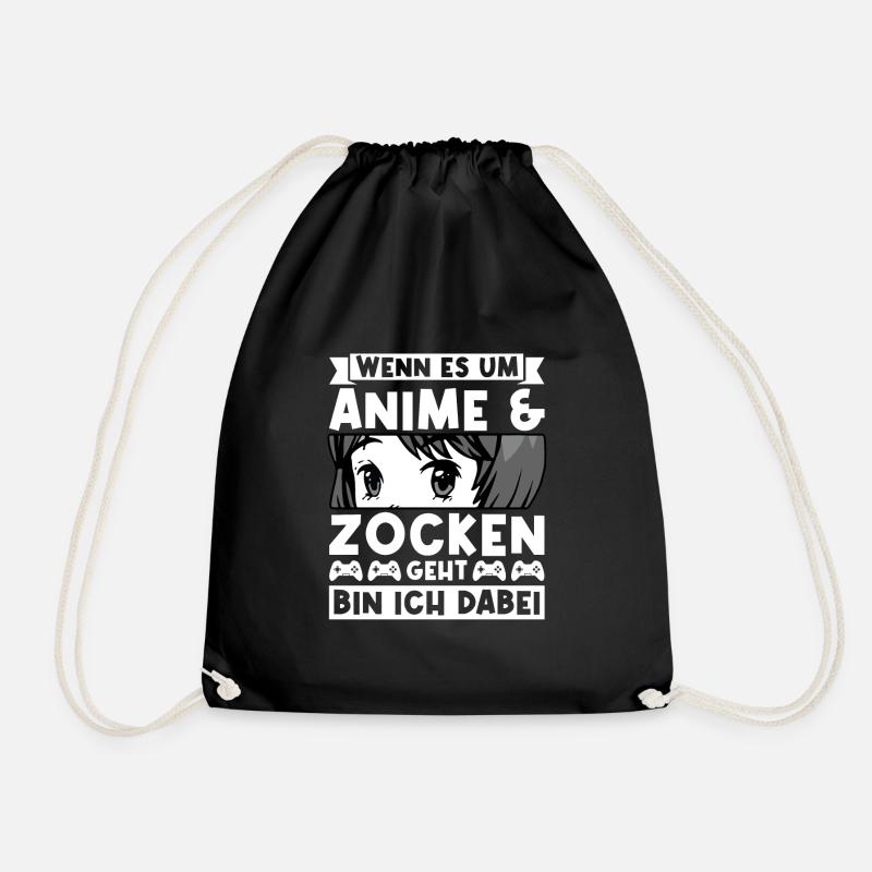 Anime Zocken Zocker Geschenk - Turnbeutel - Schwarz