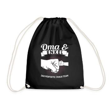 Oma & Enkel Familie Großmutter Geschenk - Turnbeutel - Schwarz - Vorne