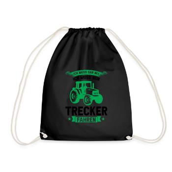 Trecker Traktor Trecker-Fahrer Geschenk - Turnbeutel - Schwarz - Vorne