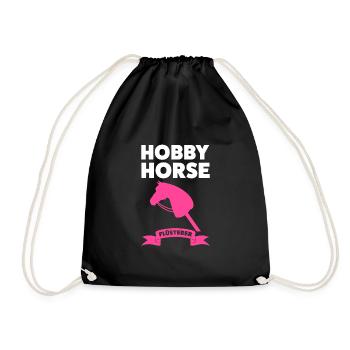 Hobby Horsing Pferd Steckenpferd Geschenk - Turnbeutel - Schwarz - Vorne