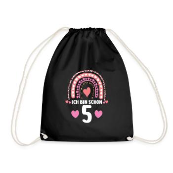 4.Geburtstag Regenbogen 4 Jahre alt Geschenk - Turnbeutel - Schwarz - Vorne