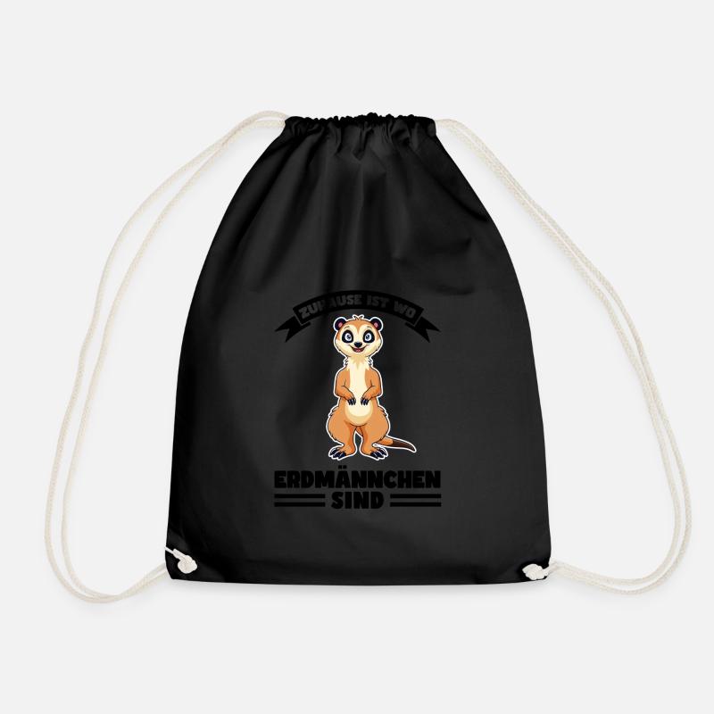 Tiere Erdmännchen Erdmännchene Geschenk - Turnbeutel - Schwarz
