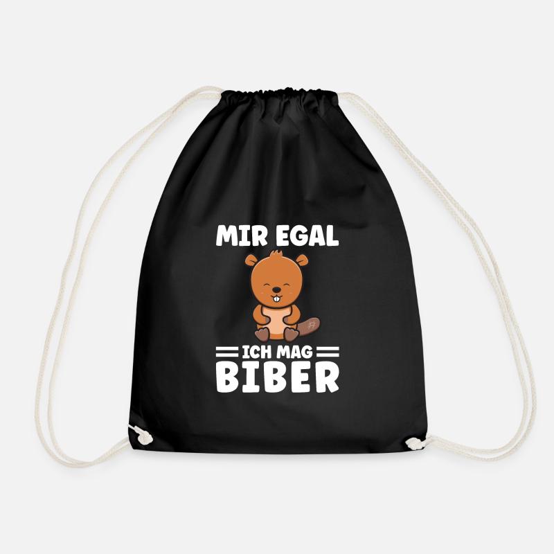 Tiere Bieber Biebern Geschenk - Turnbeutel - Schwarz