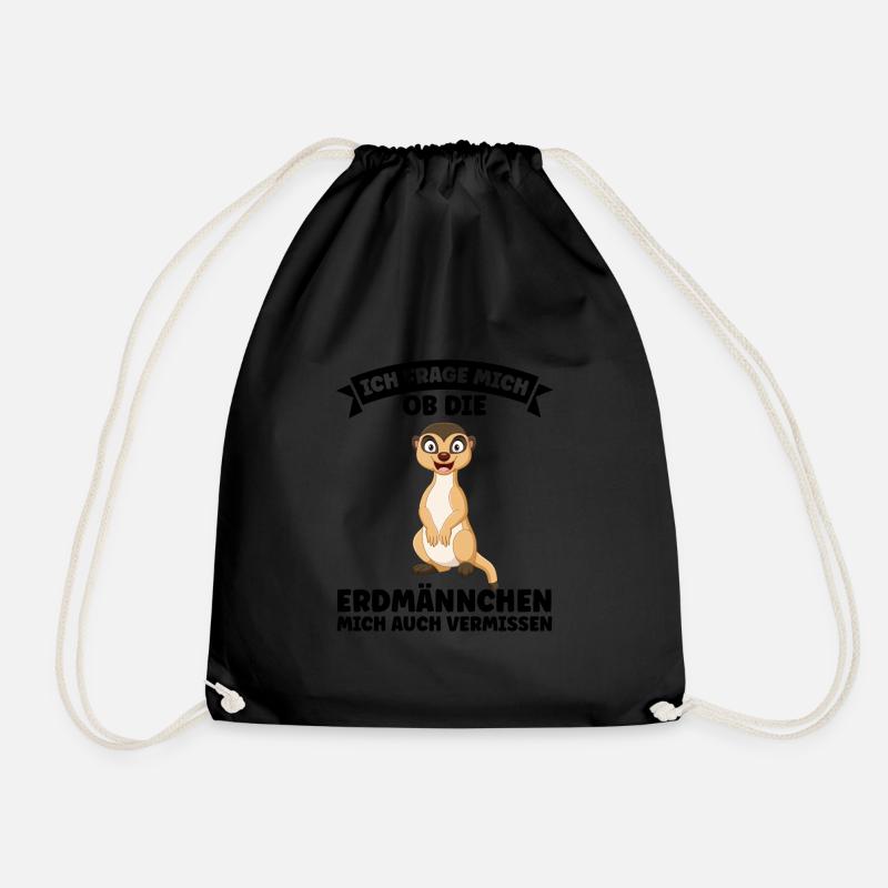 Tiere Erdmännchen Erdmännchene Geschenk - Turnbeutel - Schwarz