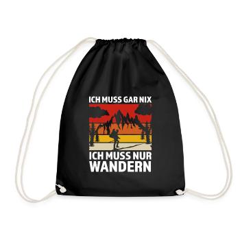 Wandern Berge Bergsteiger Geschenk - Turnbeutel - Schwarz - Vorne