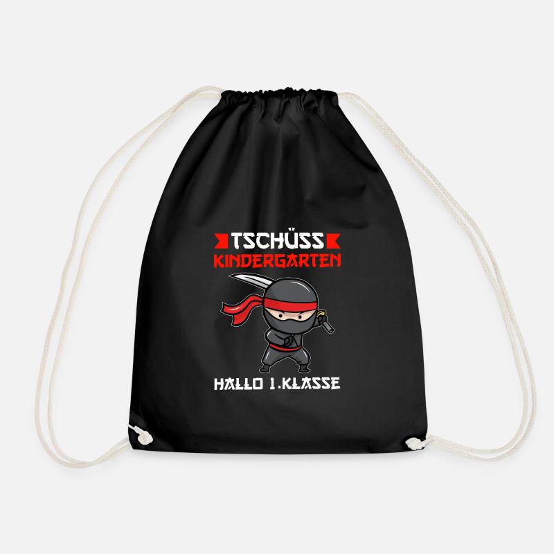 1.Klasse Ninja Einschulung Geschenk - Turnbeutel - Schwarz
