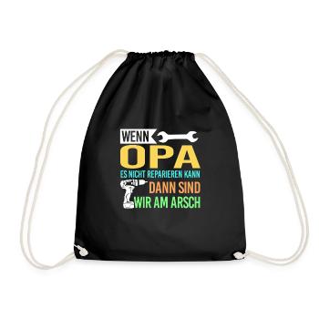 Opa Familie Großväter Geschenk - Turnbeutel - Schwarz - Vorne