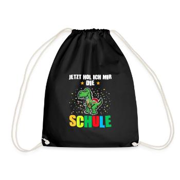 Schulkind Dino Einschulung Geschenk - Turnbeutel - Schwarz - Vorne