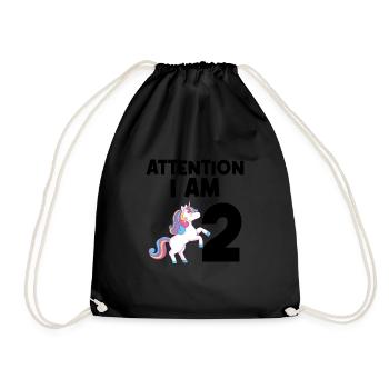 2nd Birthday Mädchen Einhorn 2nd Birthday Mädchen - Turnbeutel - Schwarz - Vorne