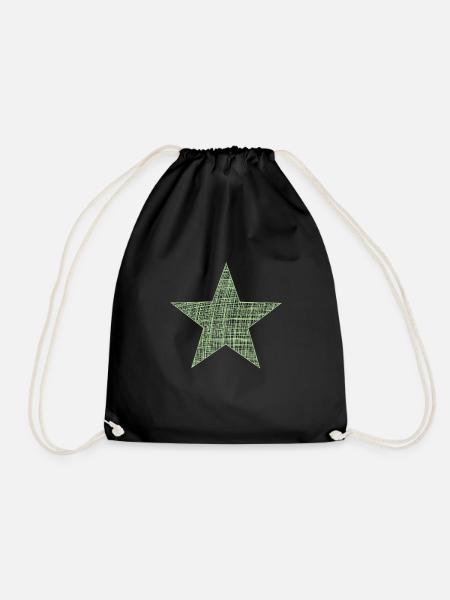 green star, grüner Stern - Turnbeutel - Schwarz