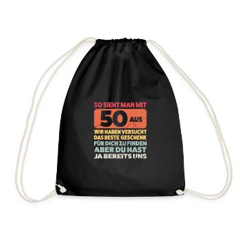 50. Geburtstag Feier 50 Jahre alt Geschenk - Turnbeutel - Schwarz - Vorne