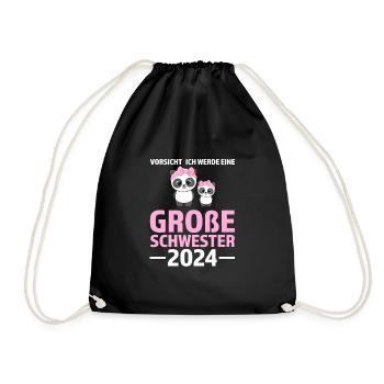 Große Schwester 2024 Panda Grosse Schwester 2024 G - Turnbeutel - Schwarz - Vorne