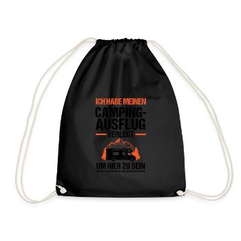 Campen Camping Campingplatz Geschenk - Turnbeutel - Schwarz - Vorne