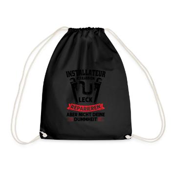 Installateur Beruf Wasserinstallateur Geschenk - Turnbeutel - Schwarz - Vorne