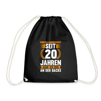 20 Jahre Ehe Ehefrau Ehepaar Geschenk - Turnbeutel - Schwarz - Vorne