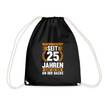 25 Jahre Ehe Ehefrau Ehepaar Geschenk - Turnbeutel - Schwarz - Vorne