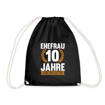 10 Jahre Ehe Ehefrau Rosenhochzeit Geschenk - Turnbeutel - Schwarz - Vorne