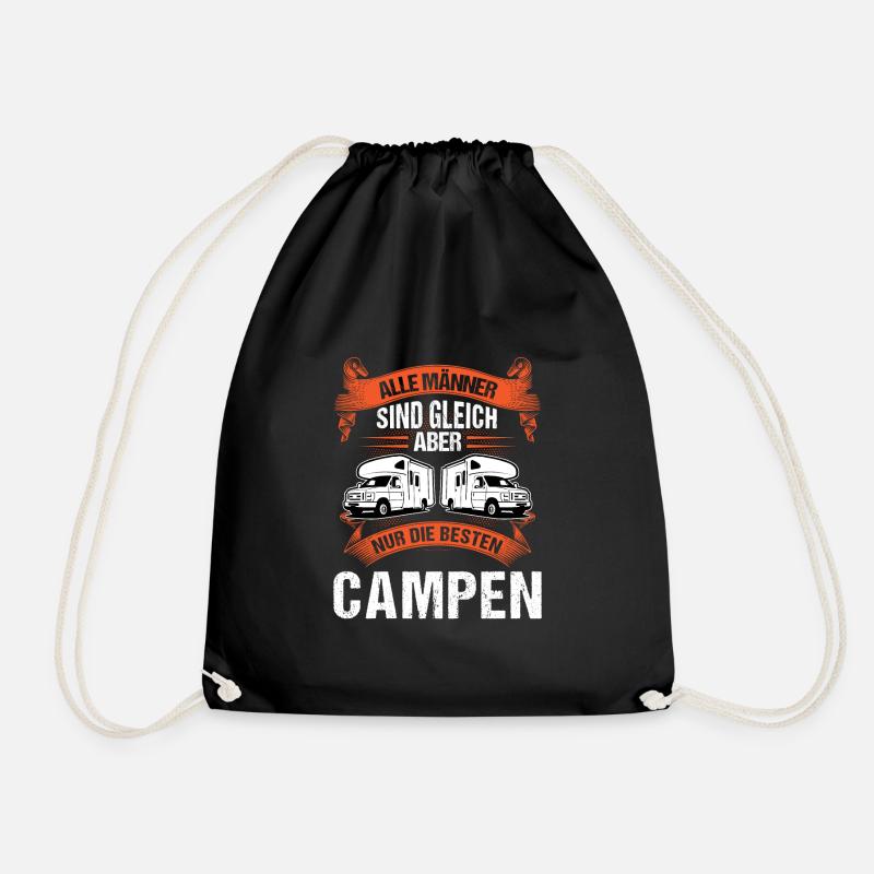 Camper Campen Wohnwagen Geschenk - Turnbeutel - Schwarz