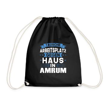Amrum Urlaub Norden Geschenk - Turnbeutel - Schwarz - Vorne
