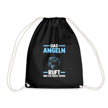 Angeln Fisch Angelausflug Geschenk - Turnbeutel - Schwarz - Vorne